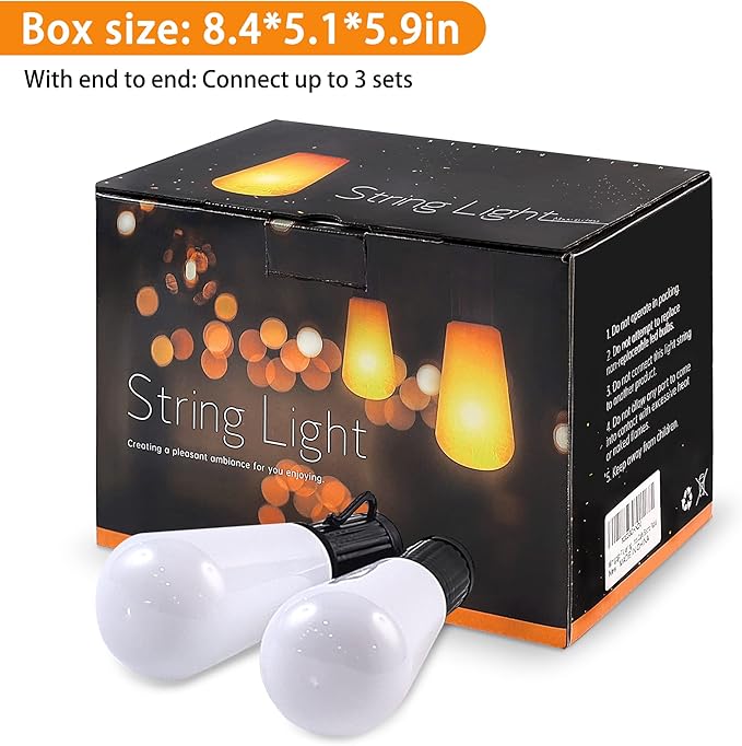 Flickering Flame String Lights,22Ft 20LED Lights for Outside,Plug in Garden Light for Halloween Christmas Indoor Outdoor Decor,Connectable Backyard Decorative Lights Cafe Bistro Patio