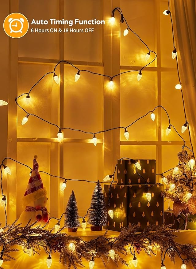 C9 LED Christmas Lights Outdoor, 81 Feet 100 LED String Lights With Timer & 8 Lighting Mode, Waterproof Commercial | Lumora