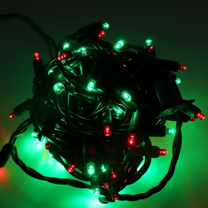 100 LED 5MM Red and Green Christmas Lights, 33FT Indoor/Outdoor String Light, Mini Lights for Garden, Patio | Lumora