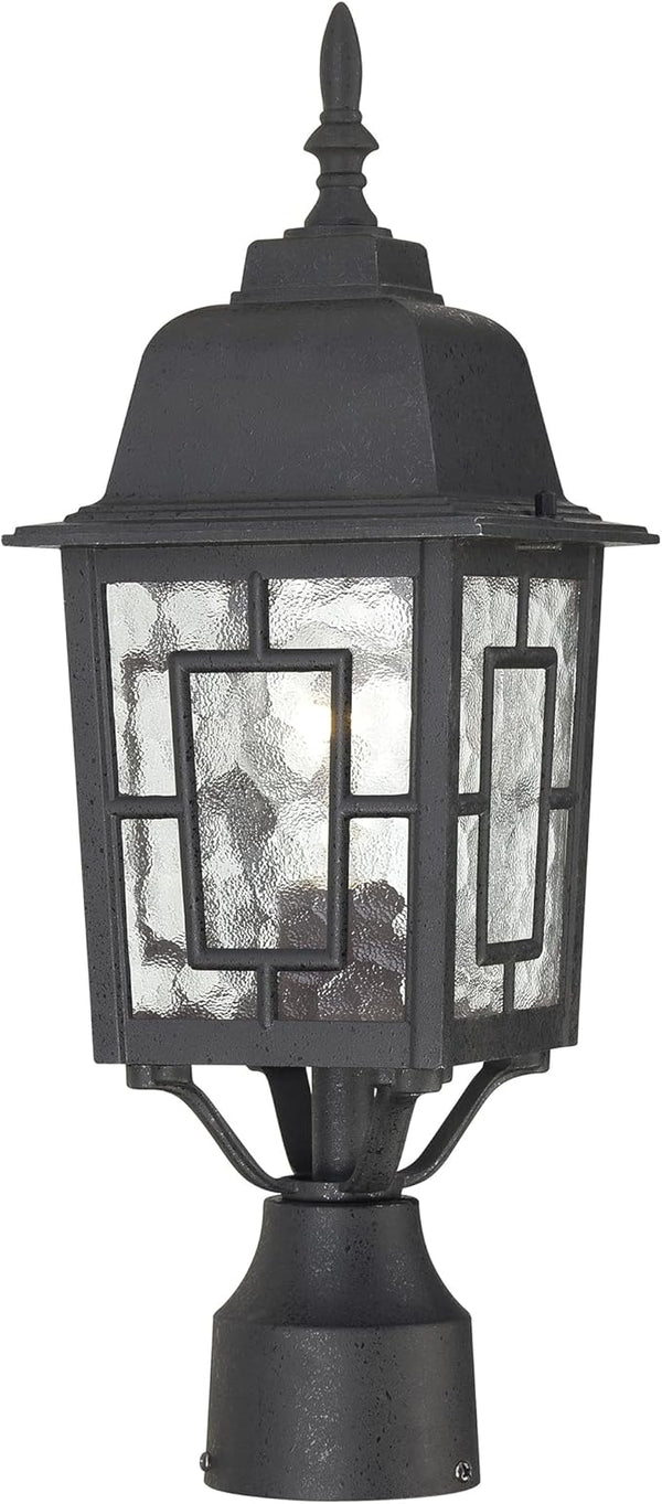 NUVO Lighting 60/4929 Banyan Outdoor Post Lantern Light Fixture with Clear Water Glass, Textured Black | Lumora