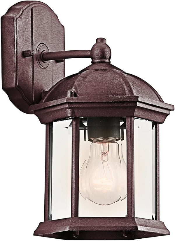 Kichler Barrie 10.25" 1 Light Outdoor Wall Light with Clear Beveled Glass in Tannery Bronze | Lumora