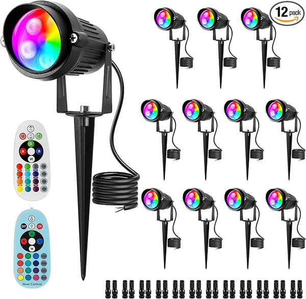 Junview Christmas RGB Color Changing Low Voltage Landscape Lights LED Landscape Lighting Remote Control Outdoor | Lumora