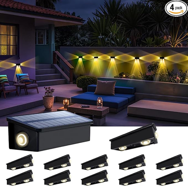 Fence Lights Solar Powered Outdoor Waterproof 3 Sided Wall LED Landscaping 12 Pack for Yard, Deck, Patio, Rail | Lumora