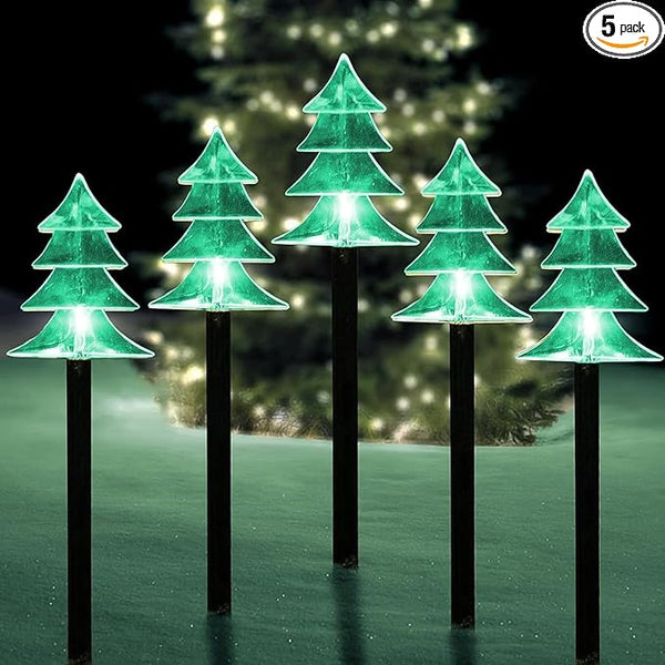ILLUMINEW Christmas Solar Pathway Lights, Set of 5 Waterproof Landscape Christmas Lights, Stake Decorations, LED | Lumora