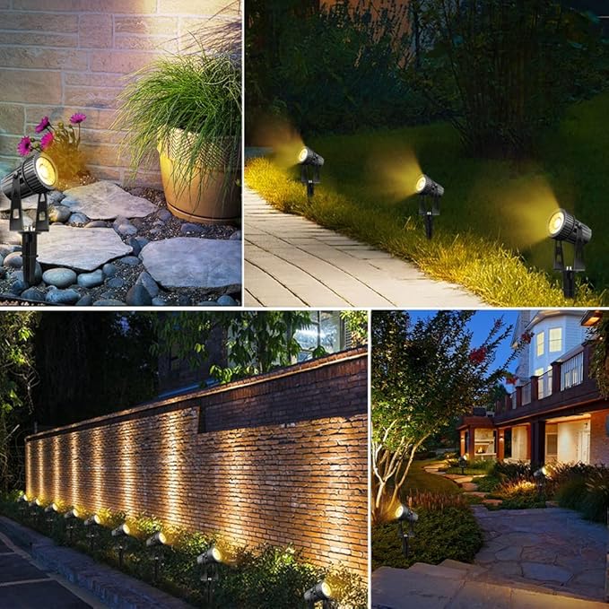 LED Landscape Lights Low Voltage, COB Landscape Lighting 24V 20W Warm White, 2100LM Garden Spotlights Outdoor for Yard, Lawn, Wall, Fence(6 Pack)