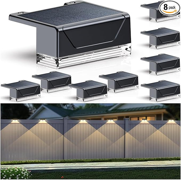 Solar Fence Lights Outdoor - 3000/4000/6000K 3 Mode, IP65 Waterproof Fence Lights Solar Powered, Dusk to Dawn Solar | Lumora