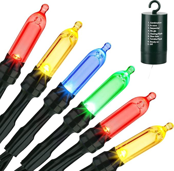 Jnaurb Battery Christmas Lights, 33ft 100 LED Christmas Decorative Lights with 8 Modes & Timer, Waterproof Battery | Lumora