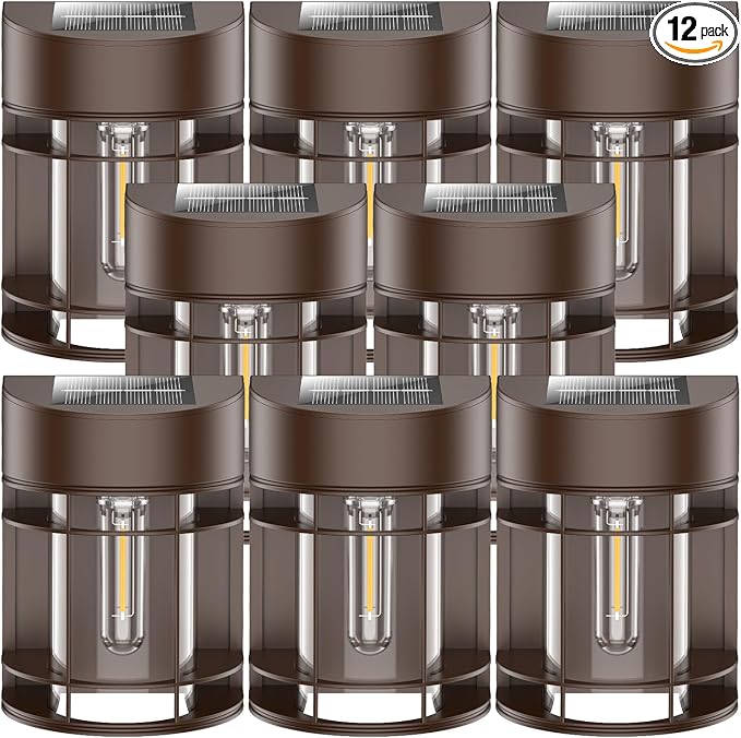 Solar Lights Outdoor, 12 Pack Solar Fence Lights, Waterproof Led Outdoor Solar Lights for Yard Patio Step Deck | Lumora