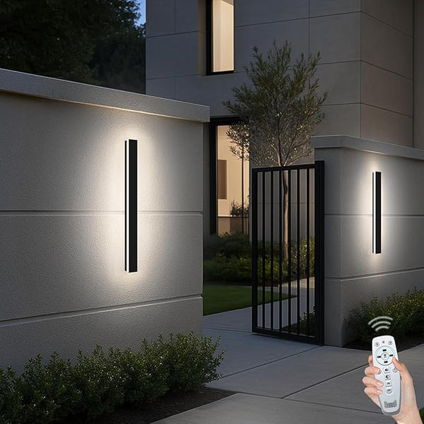 39 Inch Modern Outdoor Wall Lights, 3CCT Color Selectable Outdoor Wall Sconce with Remote Control, IP65 Waterproof | Lumora
