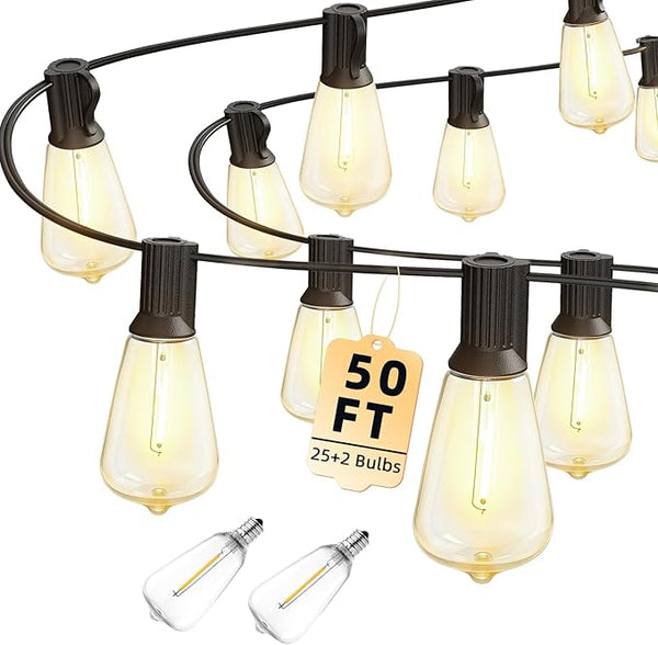 50FT Outdoor String Led Patio Lights 15M Outside Waterproof Light with ST38 Shatterproof Bulb Connectable Hanging | Lumora