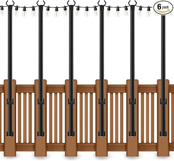 5 Ft String Light Poles 6 Pack, String Light Poles for Outside with Fixing Clips,Hanging Light Poles for Deck Fence | Lumora
