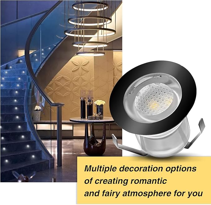 Low Voltage LED Deck Light Kit Stainless Steel Waterproof Recessed Wood Decking Stairs Garden Yard Patio Decor Lamp Outdoor LED Lighting Black Border(Warm White, 10pcs)