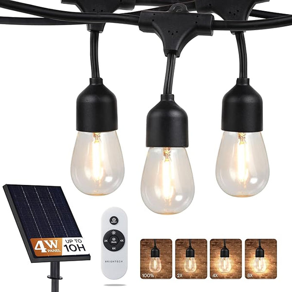 Brightech Ambience Pro Super Bright Solar - 48 Ft Remote Control Outdoor String Lights with Shatterproof Commercial | Lumora