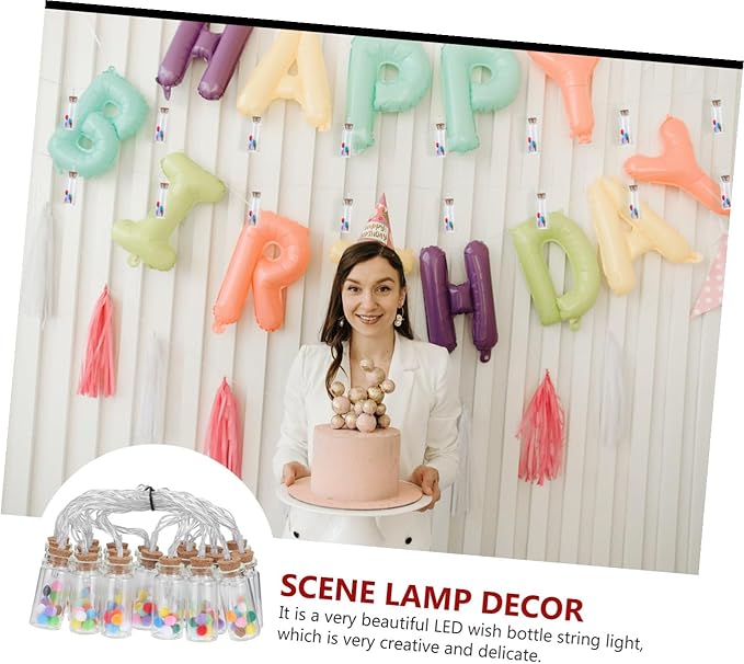Scene LED Wish Bottle String Light Colorful Pom-Pom Indoor Decor Battery-Free Fairy Light Cork Stopper for Parties and Home Decoration