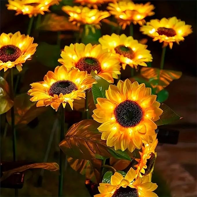 Solar Garden Stake Lights, 4pcs Sunflower Design, Outdoor Decorative Lights, Warm White