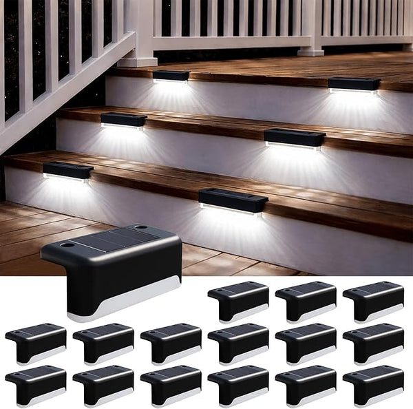 Solar Deck Lights Outdoor 16 Pack - IP65 Waterproof LED Fence Lights Solar Powered for Outside, Garden, Fence | Lumora