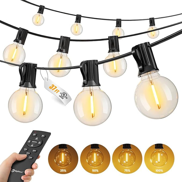 Brightown Outdoor String Lights, 37FT Shatterproof LED Patio Lights with 11 Dimmable Plastic G40 Bulbs, 2700K | Lumora