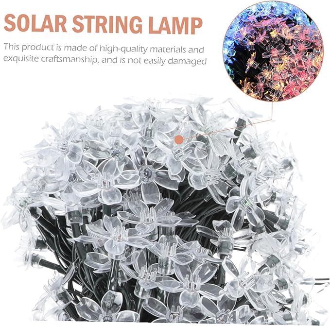 Solar Cherry Blossom String Lights LED Colorful Flower Shape Solar-Powered Outdoor Patio Lights with Modes for | Lumora