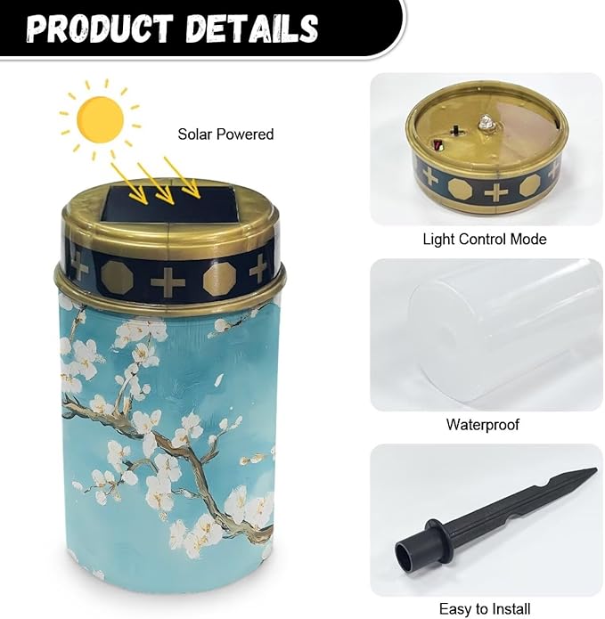 Cemetery Solar Lights for Grave White Flowers Solar Garden Lights for Cemetery Solar Lights Outdoor Garden, Eternal Lights for Cemetery Grave