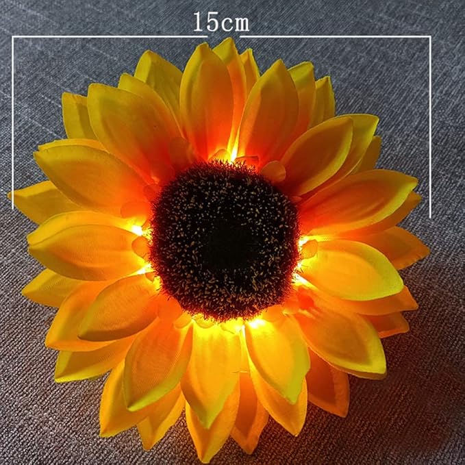 GUOCHENG Sunflower Solar Lights Outdoor Garden 2 Pack 4Flowers with Warm LED Light Solar Sunflower Stake Lights–Floral Outdoor Garden Decor for Patio Lawn Yard Pathway(Double)
