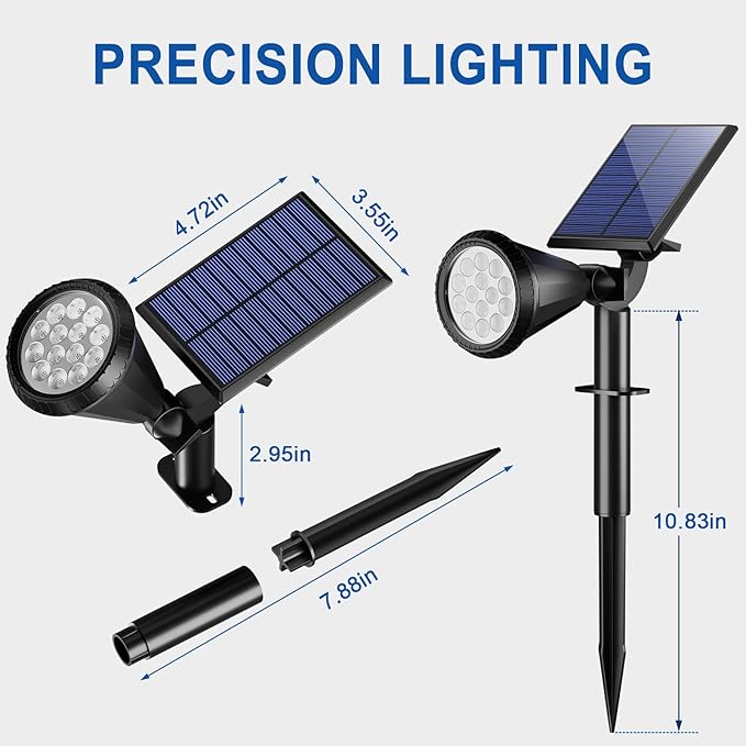 WELALO Solar Spot Lights Outdoor Waterproof IP65, 6 Pack 4 Lighting Modes Solar Powered Landscape Spotlights with | Lumora