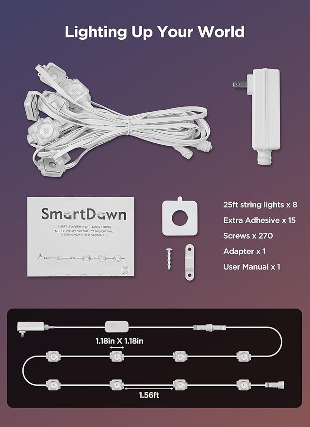 Permanent Outdoor Lights, 200FT with 128 Smart LED Lights, DIY Scene Mode, IP68 Waterproof Christmas Light for | Lumora