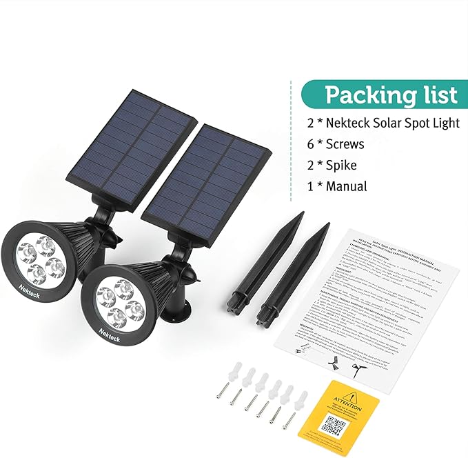 Nekteck Solar Lights, 2-in-1 Solar Spot Lights Outdoor, Waterproof Solar Powered Landscape Spotlights, Bright and | Lumora