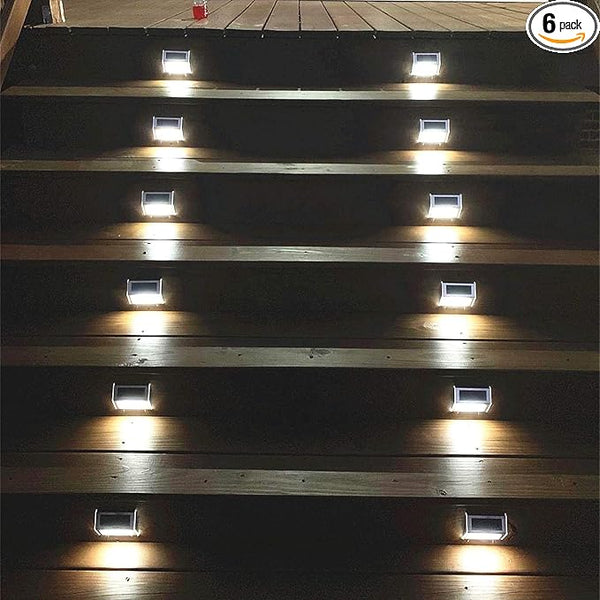 Solar Lights Outdoor Waterproof Deck Light, Solar Stair Lights Outside LED Step Lighting Stainless Steel for Paths | Lumora
