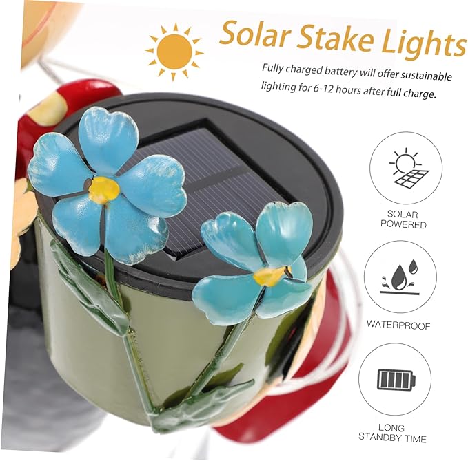 BESPORTBLE Solar Garden Stake Lights Ladybug Statue Landscape Decor Iron Material Lighting