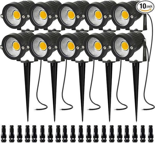 10 Pack Low Voltage Landscape Lights LED 5W Landscape Lighting with connectors AC/DC 12V-24V Outdoor Spotlight IP66 | Lumora