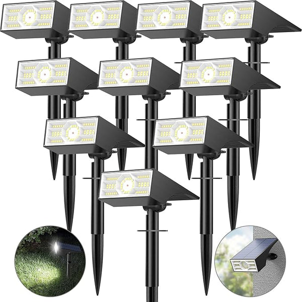 Solar Spot Lights Outdoor,10 Pack/56 LED Outdoor Lights for Yard Waterproof IP68, 4 Lighting Modes Solar Landscape | Lumora