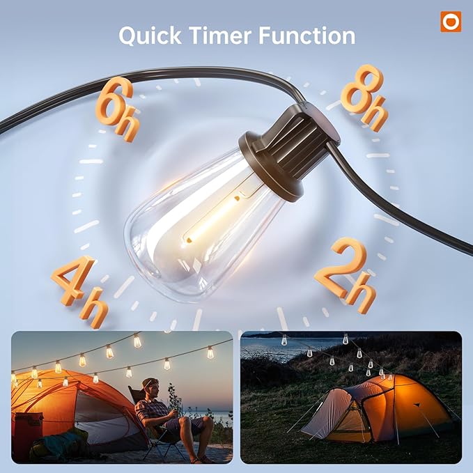 addlon 120FT(114+6) Solar String Lights Outdoor, Waterproof Solar Powered Outside Lights with Remote & USB Port, ST38 LED Shatterproof Bulbs, Dimmable Solar Light for Camping Backyard Porch