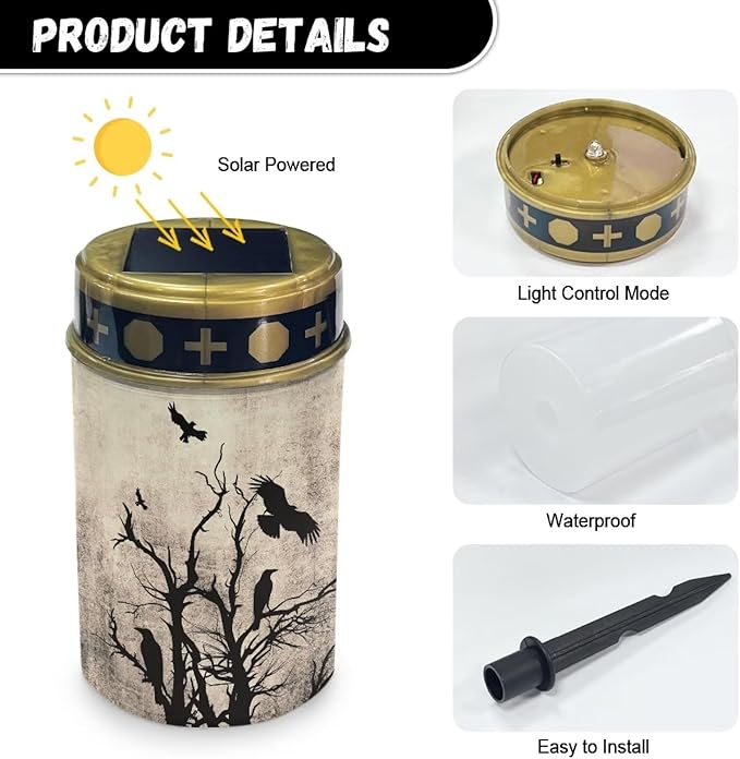 Outdoor Solar Garden Lights,Waterproof Tree Branch Bird Solar Outdoor Lights,Solar Stake Lights for Cemetery Grave Garden Patio Yard Lawn Decoration