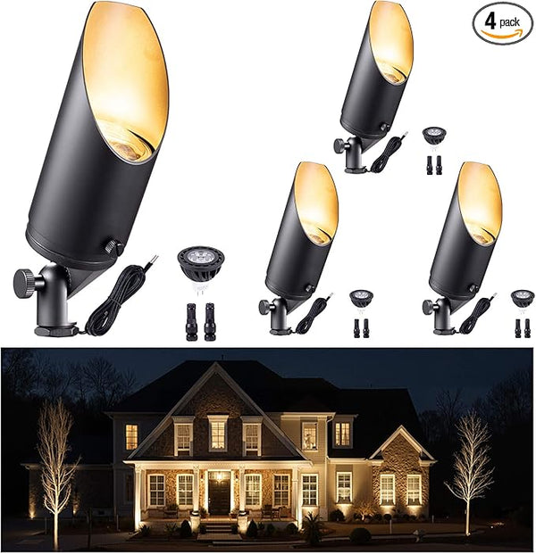 Gardenreet Brass Landscape Lighting - Black Low Voltage Outdoor Spotlights, Wired LED Uplights 12V, Waterproof Spot | Lumora