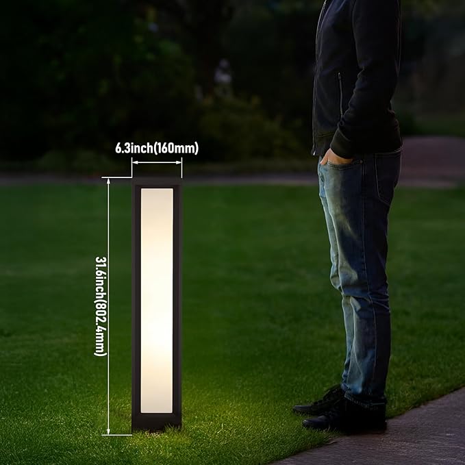 LEONLITE 5CCT LED Bollard Pathway Lights Wired, 31.6" 14W/19W/24W Landscape Path Lights, 120V-277V Commercial Bollard Fixture, 0-10V Dimmable Landscape Area Light, UL Listed, 2700K3000K3500K4000K5000K
