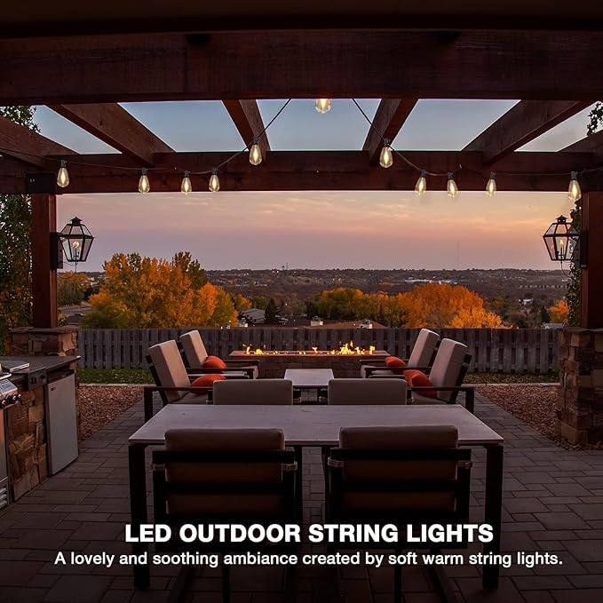 dalattin S14 Led Outdoor String Lights,100ft Patio Lights Waterproof & Shatterproof,24 Vintage Hanging Bulbs Outdoor Lights,Edison String Lights for Outside Patio Garden Backyard