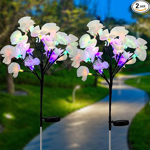 Solar Fiber Optic Camellia Flower Light, Colorful Outdoor Solar Garden DIY Decorative Lights for Walkway Pathway | Lumora