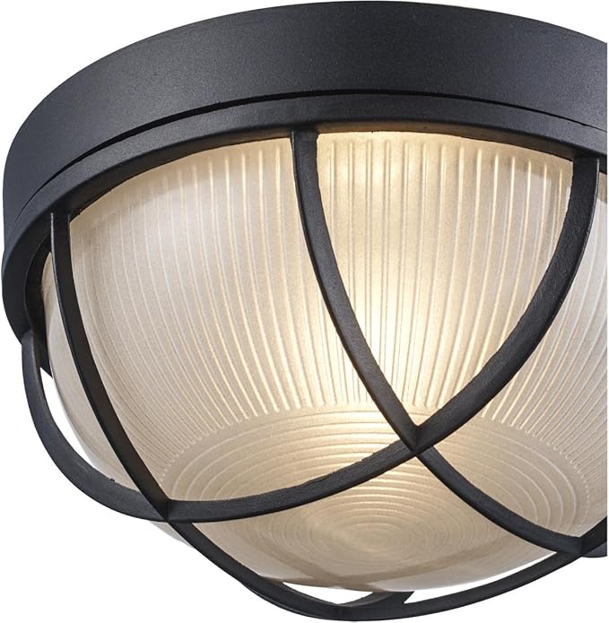 Trans Globe Lighting 41515 BK Aria Collection 11 Inch One Light Outdoor Ceiling Lantern Style Flush Mount I White Finish I Traditional Style Light Fixture I