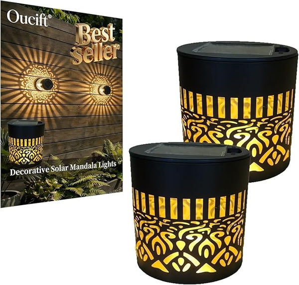 Decorative Solar Mandala Lights, Metal Solar Powered Mandala Light Outdoor Waterproof LED Deck Step Wall Lights | Lumora