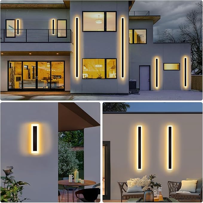 Modern - Outdoor - Lights 1pack-11.82in, 3000k Long Wall Light for House/Porch, Waterproof Ip65 Black Outside Led Wall Mounted Sconce Lighting Fixtures, 11.82in-1pack