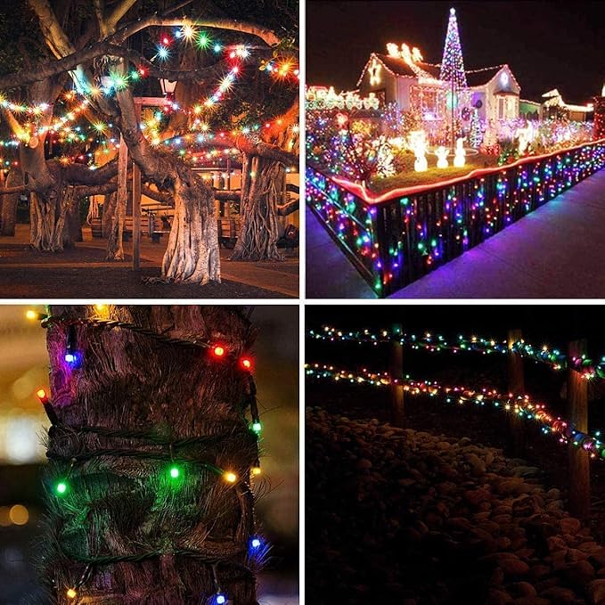 Multicolor Outdoor Christmas Lights - 105FT 300 LED, Indoor, Waterproof, Xmas Tree Decorations, Garden Party