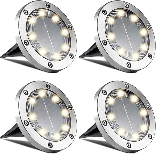 Solar Garden Lights, Plastic Diamond Cover Solar Ground Disk Lights Out Door Waterproof, Decorative Path in-Ground | Lumora