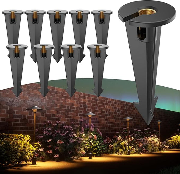 Inground Light Stakes, 1/2 NPT Female Thread, 9.5" Sturdy Plastic Stake with Brass Thread, Garden Yard Replacement | Lumora