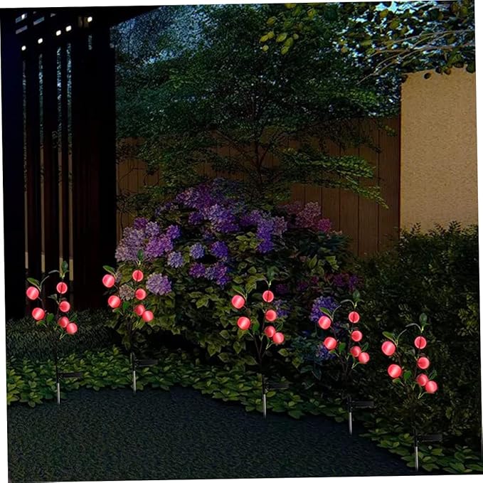 3pcs Led Garden Stake Light Solar Pathway Lights for Outdoor Apple Shape Decorative Lamp for Garden Decking Christmas Decor
