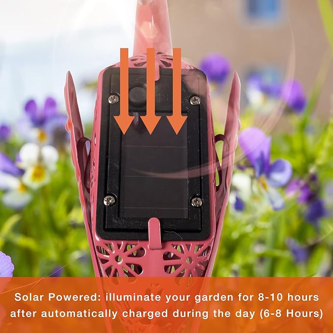 Crosslight Flamingo & Crane Solar Garden Stake | Waterproof LED Decor Light for Yard, Law, Patio, Porch, Pathway | 8 Hours Illumination with Rechargeable Battery Included - 2 Pack