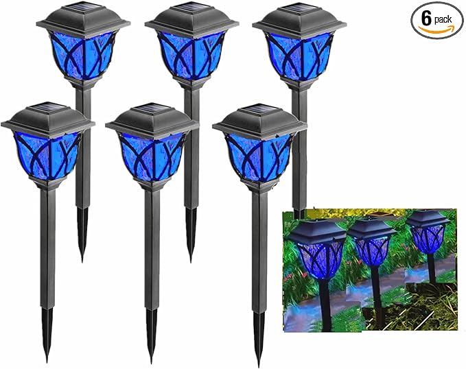 6 Pack LED Solar Lights Outdoor Waterproof, Garden Pathway Landscape Decor Auto On Off Solar Powered Lights for Patio Driveway Walkway Lawn Yard