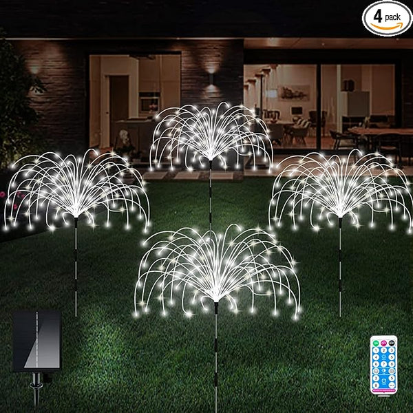 Solar Outdoor Lights,4 Pack 120 LED Waterproof Solar Firework Lights are 8 Modes Decorative Sparkles Stake | Lumora