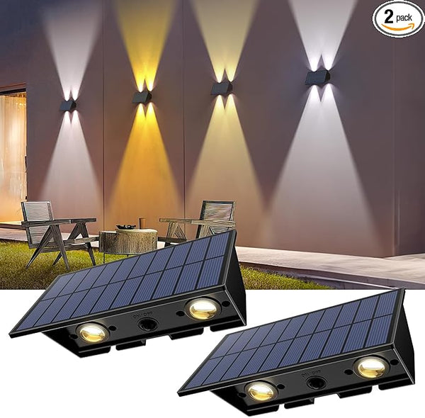 Solar Fence Lights, 2PACK Solar Wall Lights Outdoor Up and Down Waterproof IP54 Solar Light Outdoors for Yard | Lumora