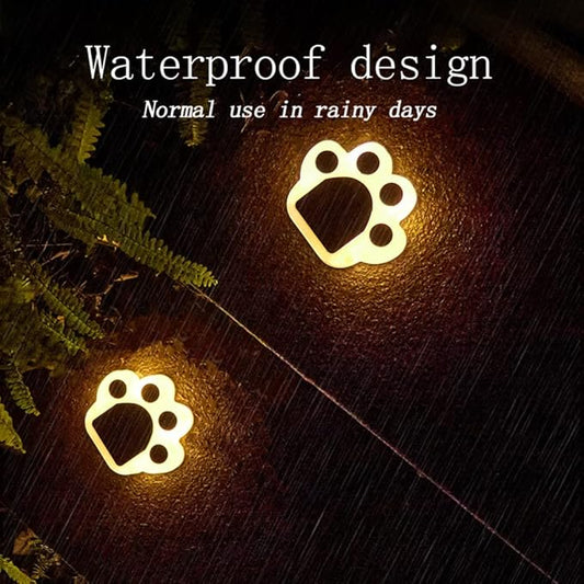 Solar Outdoor Lights, 4 Packs Warm Light Solar Paw Print Lights Outdoor Garden Decor, Beautiful Paw Print Solar Garden Lights Automatic Solar Powered Led Lights Outdoor Solar Decorations For Home Yard