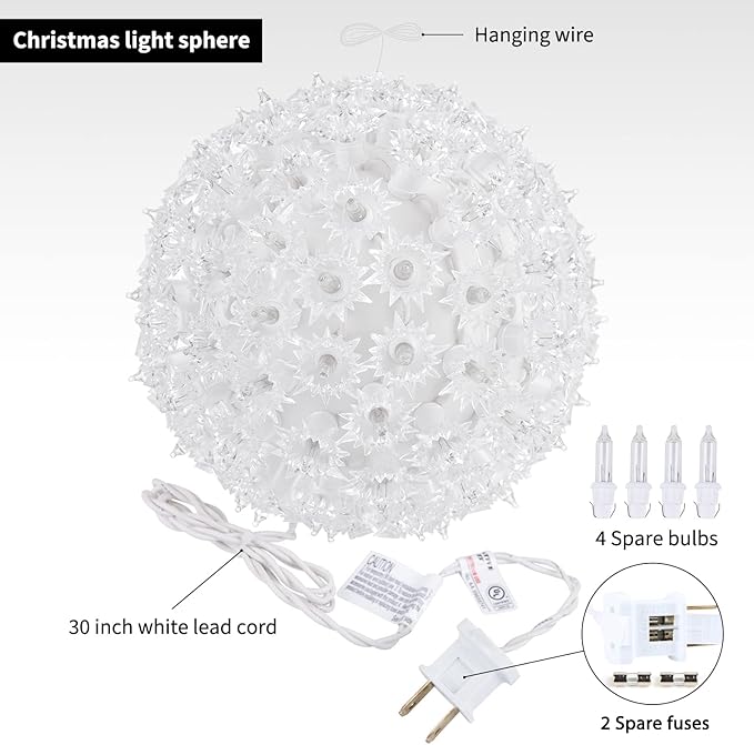 Brightown Outdoor Christmas Decorations-Starlight Sphere, Replaceable Bulbs with Add-On Plug, Lighted Sphere Balls | Lumora